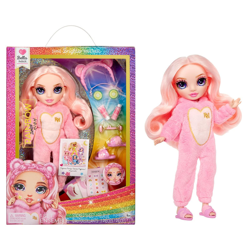 Jr High Pj Party Bella, Pink 9" Posable Fashion Doll With Soft Onesie, Slip