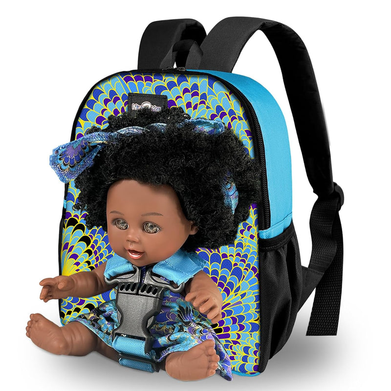 Black Baby Doll With Backpack Carrier, 10In American African Doll For Girls