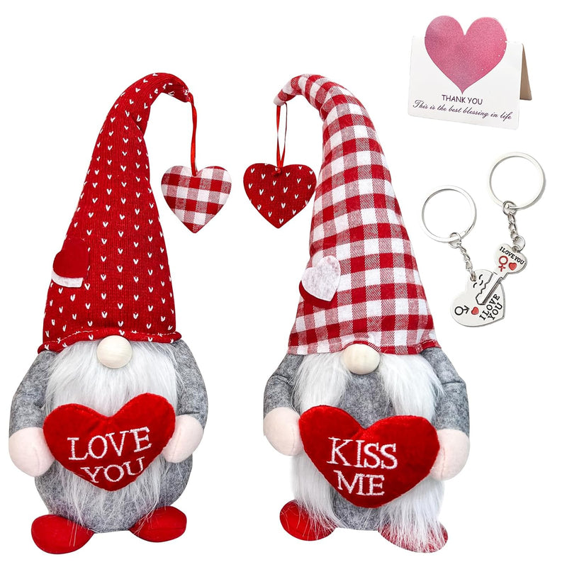 Valentines Day Gnome Decor - 2Pcs Valentine Gnomes Plush Home Table Decoration
