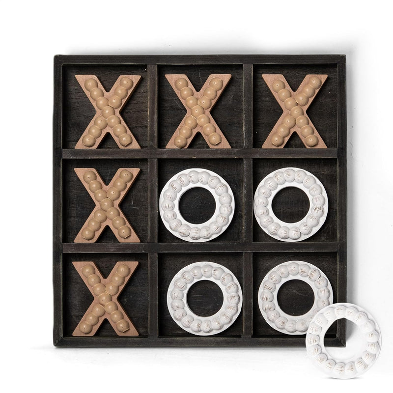 Genmous Wooden Tic Tac Toe Game Board For Seniors Family Indoor Game, 10.6 Inc