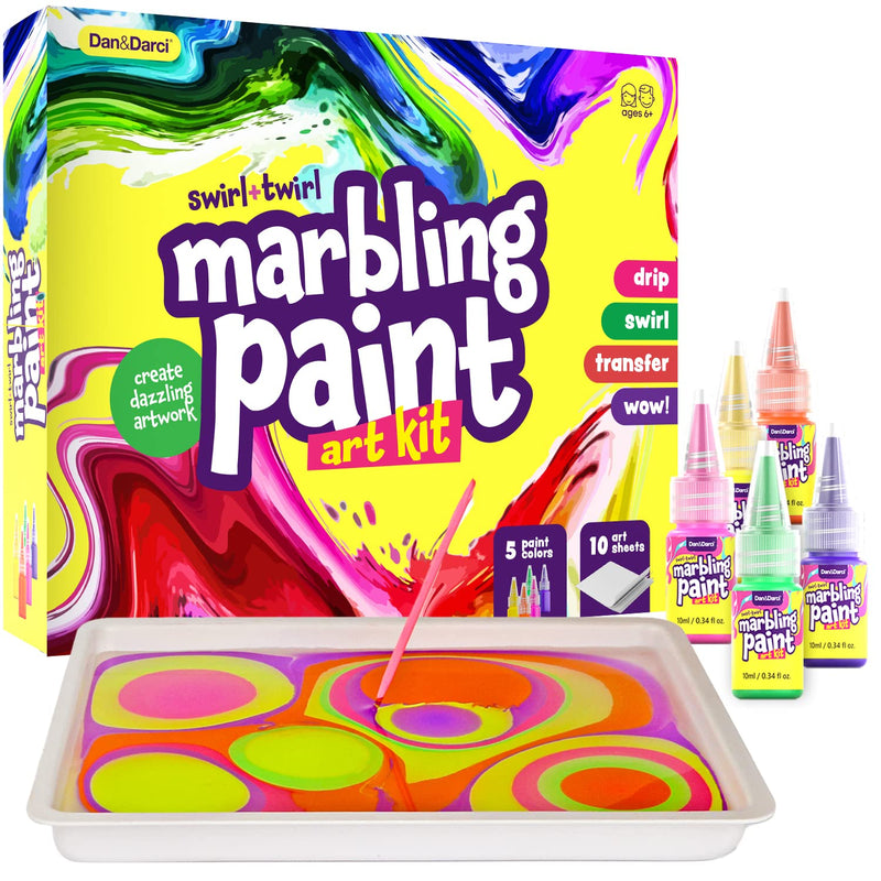Marbling Paint Art Kit for Kids - Arts and Crafts Gift Set for Girls and Boys