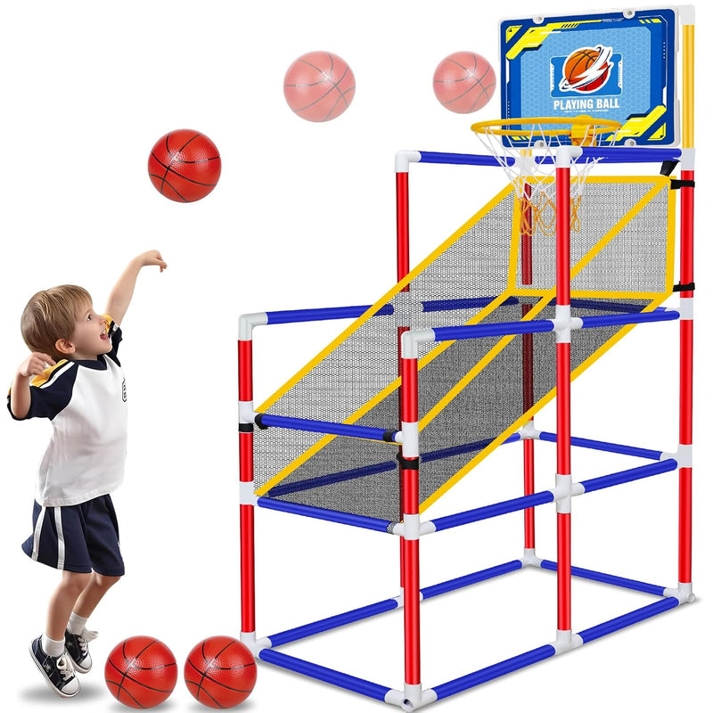 63" Arcade Basketball Game Set With 3 Balls Kids Basketball Hoop 3 To 12 Ye