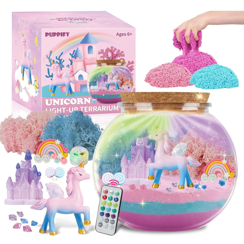 Unicorn Terrarium Kit For Kids, Light Up Unicorn Arts And Crafts Toys For G