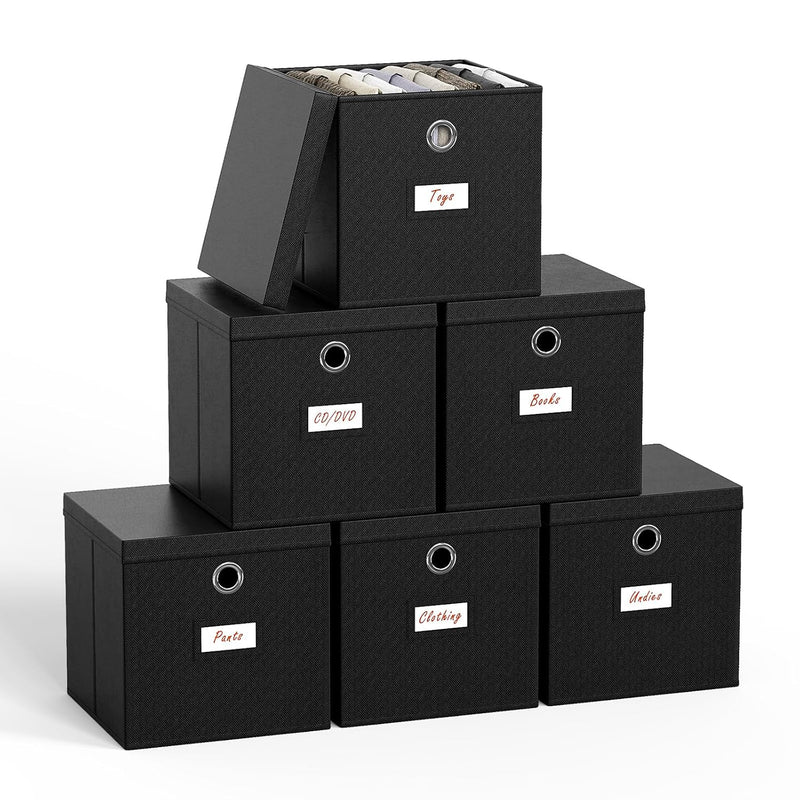 Collapsible Fabric Storage Cubes With Lids, Foldable Cube Storage Bins For Close