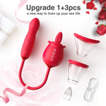 3-in-1 Rose Stimulator – Licking, Thrusting & Vibrating G-Spot & Clitoral Toy