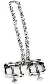 Adjustable Metal Nipple Clamps with Chain – Flat-Head Clips for Sensory Play