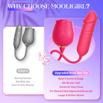 Thrusting Rose Vibrator – Dual-Ended Dildo with 10 Suction Modes for Clitoral & G-Spot