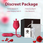 3-in-1 Rose Clitoral Vibrator – G-Spot Dildo with 10 Thrusting & 10 Pulse Modes