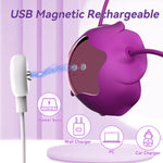 Rose Nipple Vibrator with 10 Vibration Modes, Rechargeable Clamps for Couples