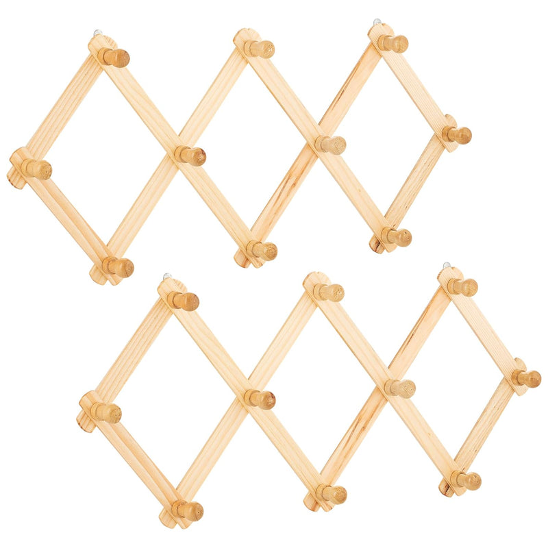 Set Of 2 Ram-Pro Accordion Style Wood Expandable Rack Hat, Cap, Belt, Umbrella C