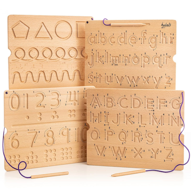 Learn To Write Number & Letter Tracing Boards With Direction Arrows Wooden