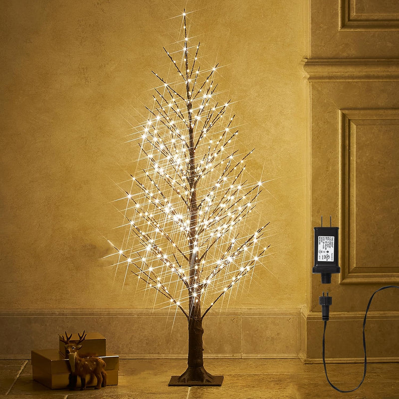 Lighted Alpine Tree Brown Willow 4Ft 450 Led Fairy Lights,Artificial Winter Tw