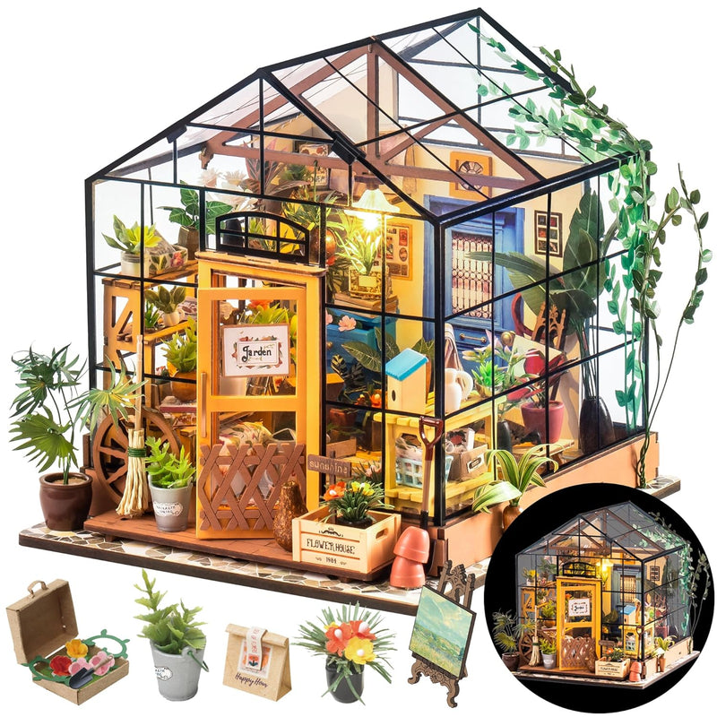 Rolife DIY Miniature House Kit Greenhouse, Tiny House Kit for Adults to Bui