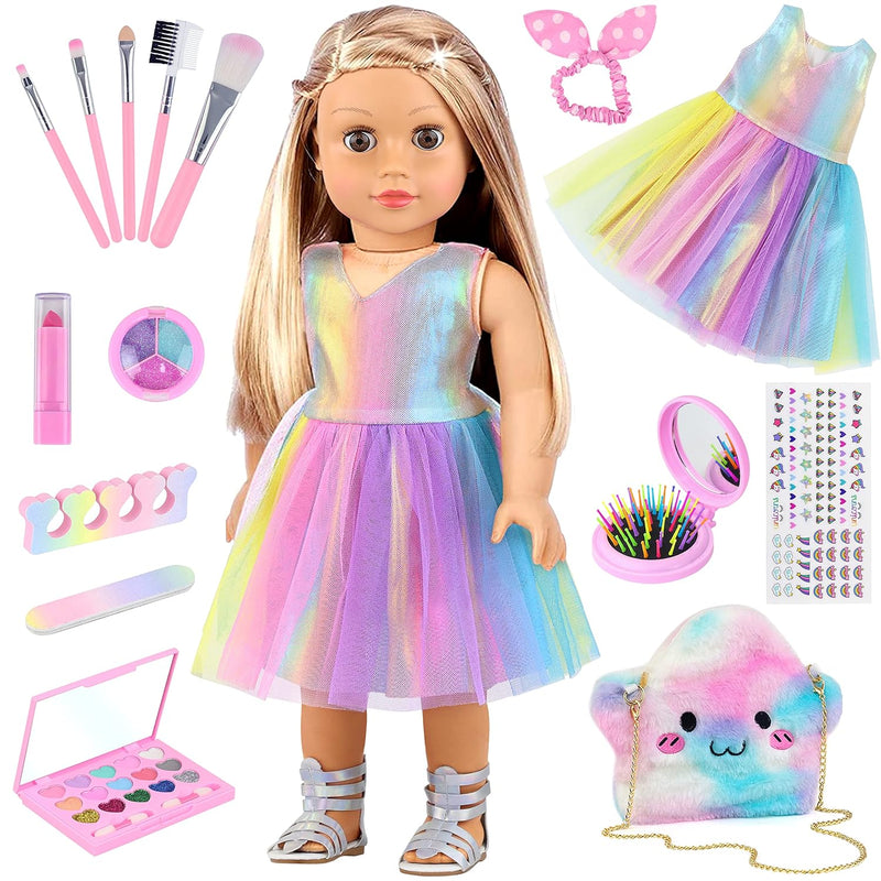 15 Pcs 18 Inch Doll Accessories Dress With Makeup Set For Generation Dolls