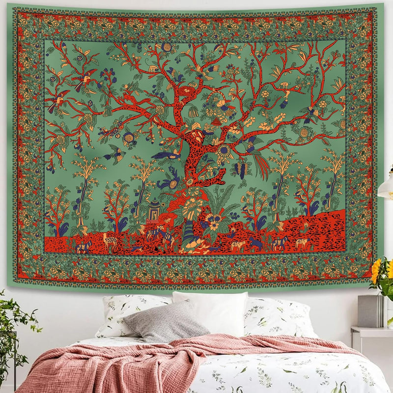 Tree Of Life Tapestry, Aesthetic Indian Mandala Wall Hanging, Hippie Tie Dye B