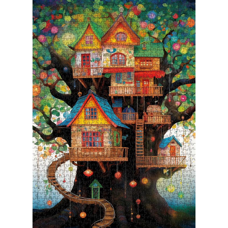 Tree House Puzzles Art Puzzle For Adults 1000 Pieces, Colorful Plant Painti