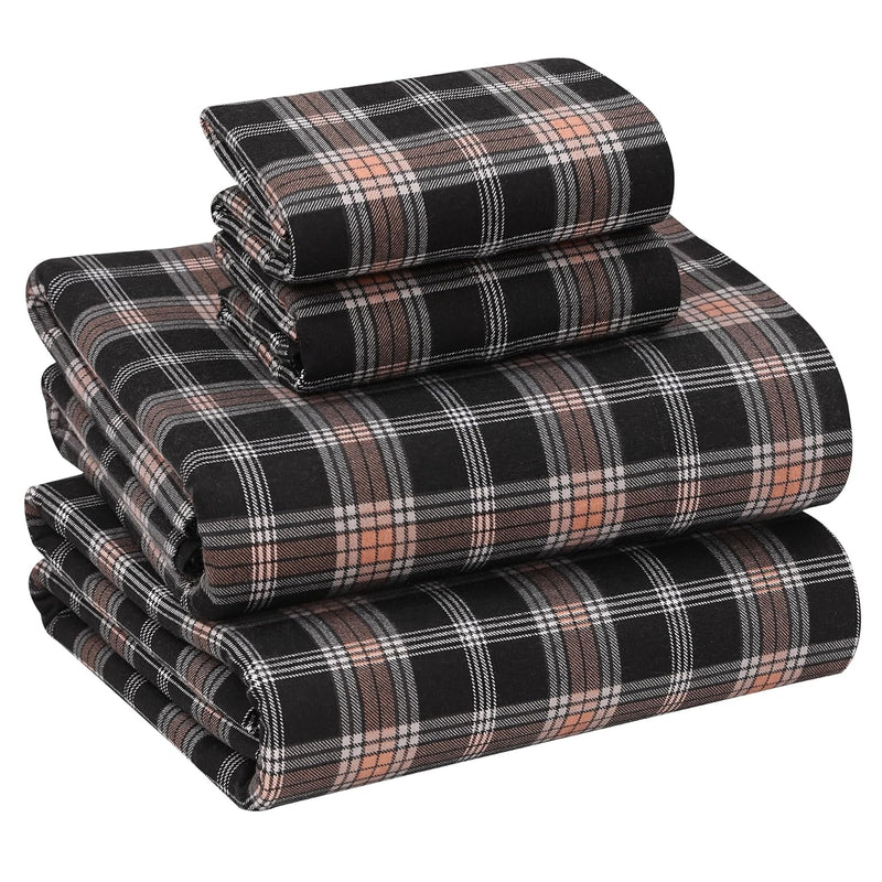 Flannel Sheets Queen Size - 100% Cotton Brushed Bed Sheet Sets - Deep Pockets