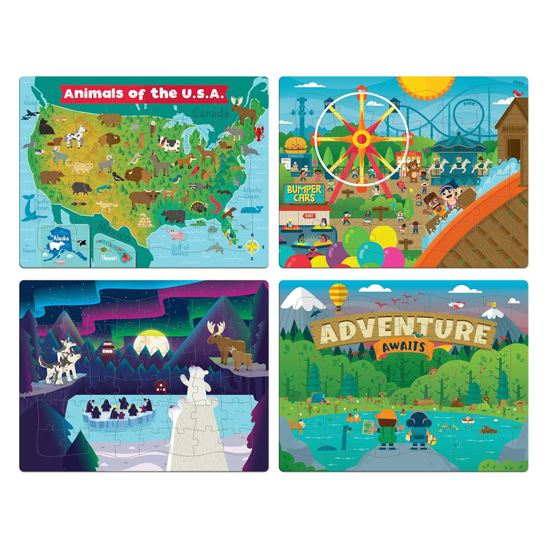 4 Pack Tray Puzzles Usa Animal Map, Polar Animals, Adventure Awaits, Fair L