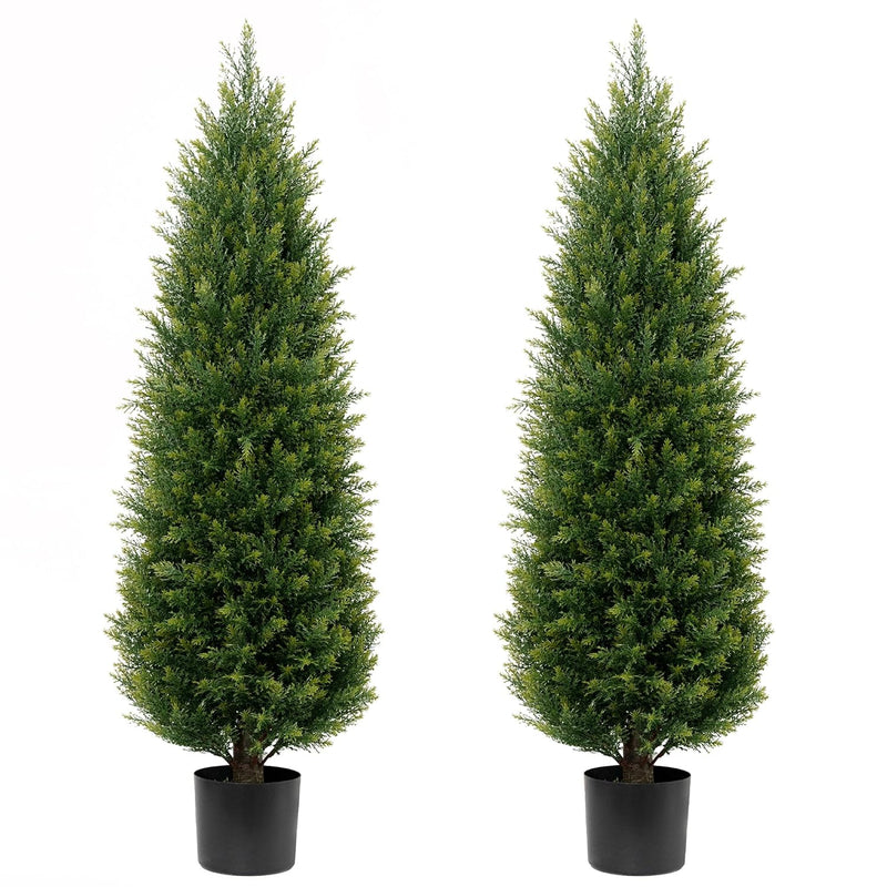 Two 4Ft Artificial Topiary Tree Artificial Bushes Potted Plants Uv Resistant A