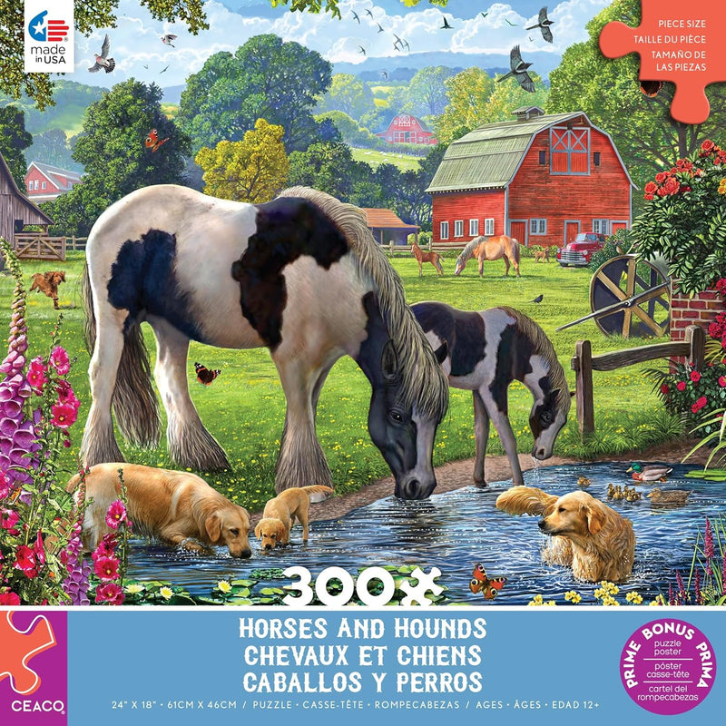 Ceaco - Horses and Hounds - 300 Oversized Piece Jigsaw Puzzle