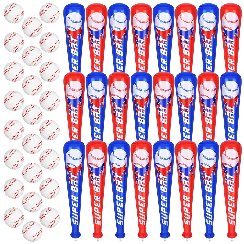 24 Sets Inflatable Baseball Bats And Mini Foam Baseball Sports Stress Ball