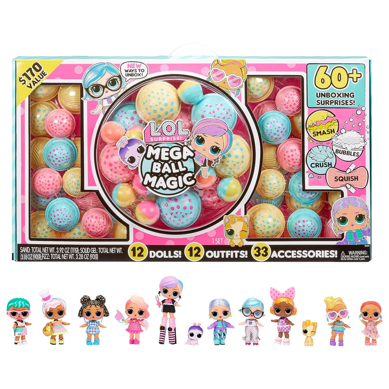 Mega Ball Magic 12 Collectible Dolls, 60+ Surprises, 170 Value, 4 Unboxing