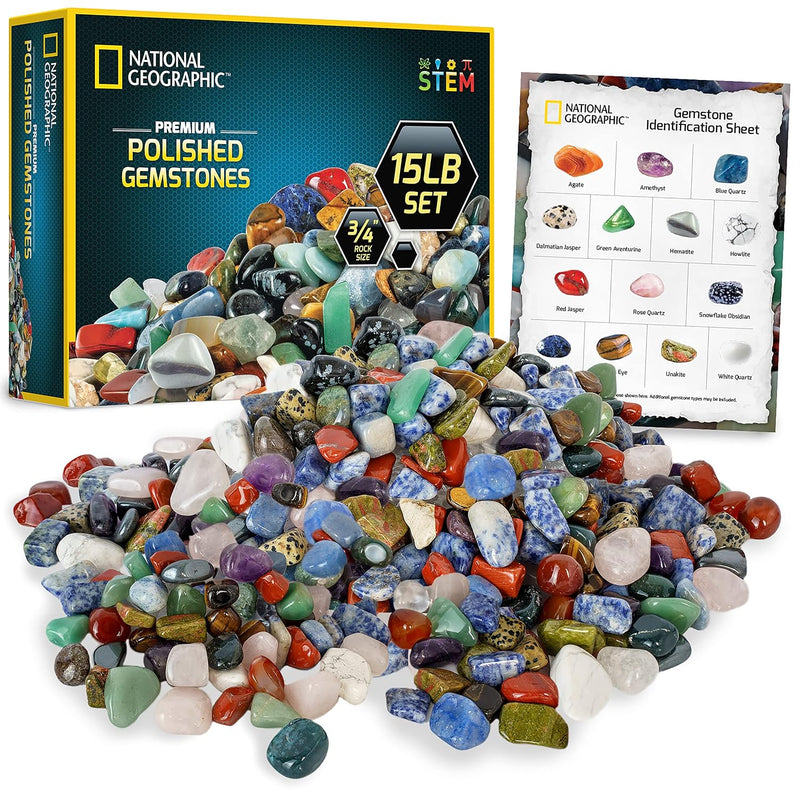 National Geographic Polished Gemstone Collection 15 Lb. Bulk Pack
