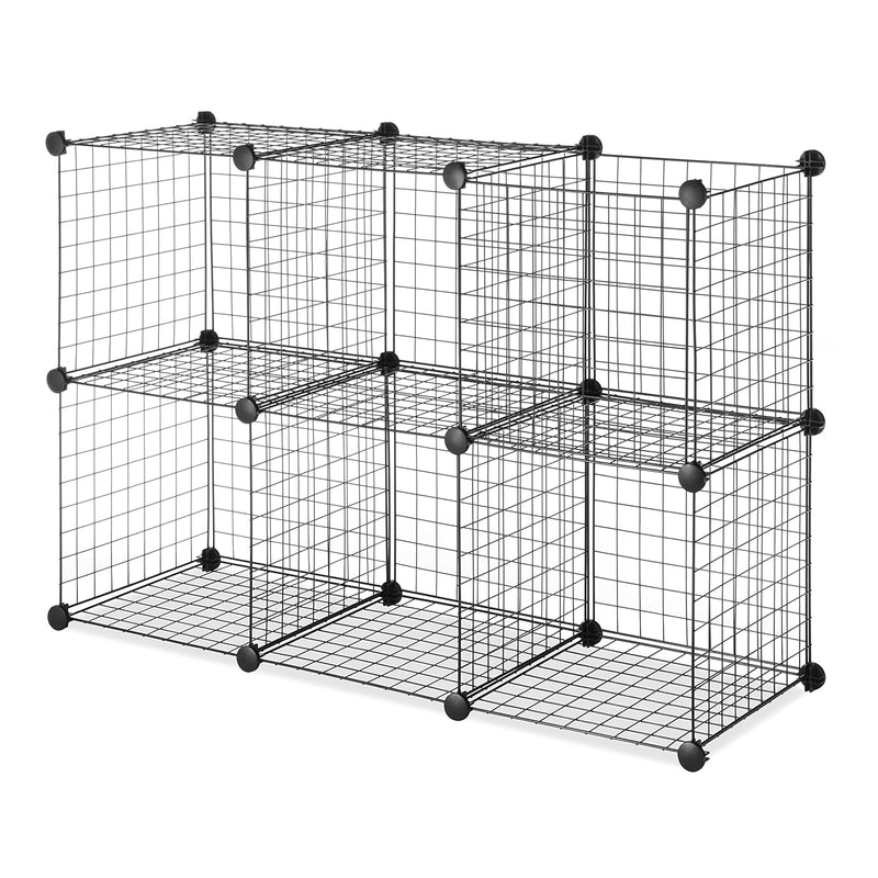 Storage Cubes - Stackable Interlocking Wire Shelves -Black (Set Of 4)