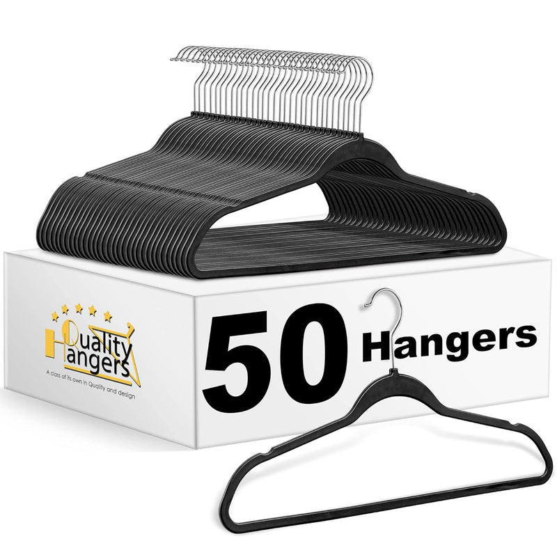 50 Pack Slim Plastic Hangers For Clothes - Heavy Duty Non-Velvet Hangers With 36