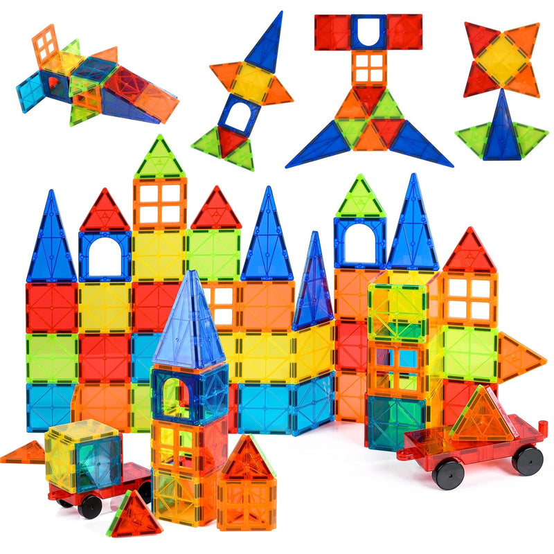 Magnetic Tiles & Car Set, Stem Educational Magnet Building Blocks Top Kids