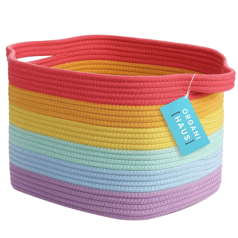Rainbow Basket For Classroom Organization And Storage | Woven Baskets For Shelve