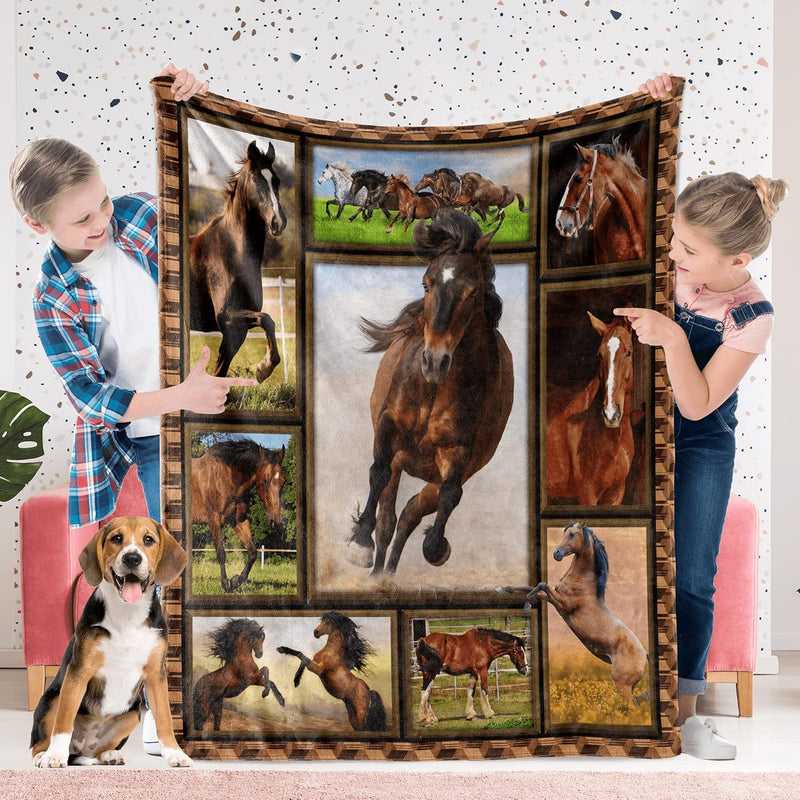 Horse Blanket For Kids Boys Girls, Horse Gifts For Boys Girls, Soft Fuzzy Hors