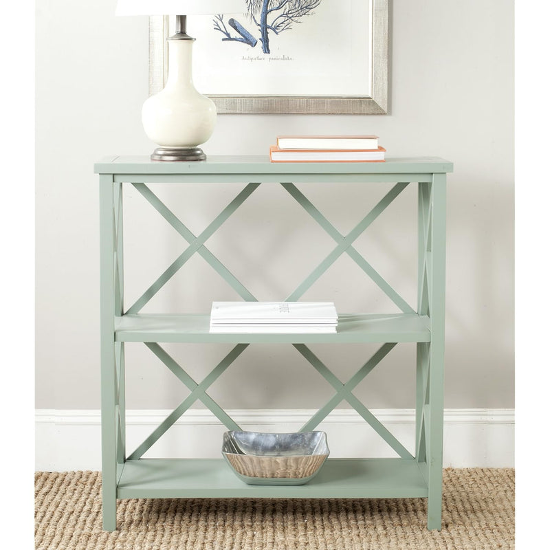 American Homes Collection Liam Vintage Cream Ivory 2-Tier Open Bookcase