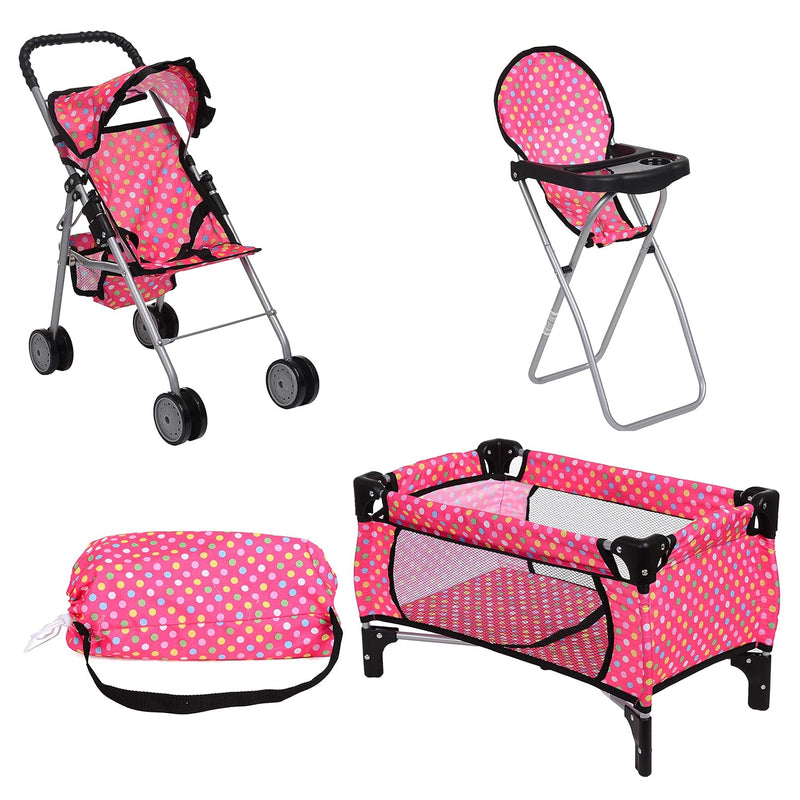 Doll Play Set 3 In 1 Doll Set, 1 Pack N Play. 2 Doll Stroller 3.Doll High C
