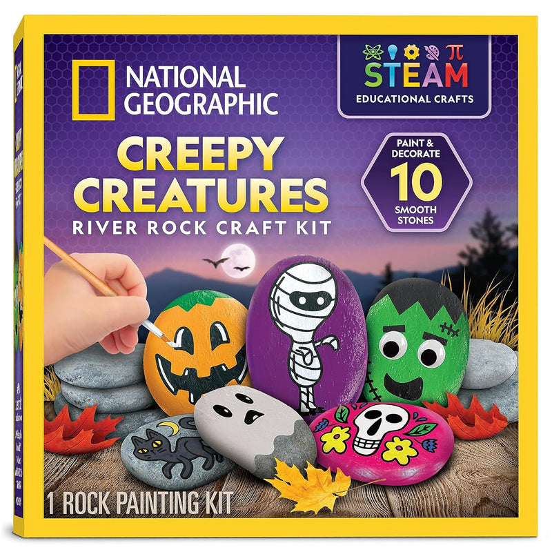 National Geographic Creepy Creatures River Rock Painting Halloween Craft Kit for Kids