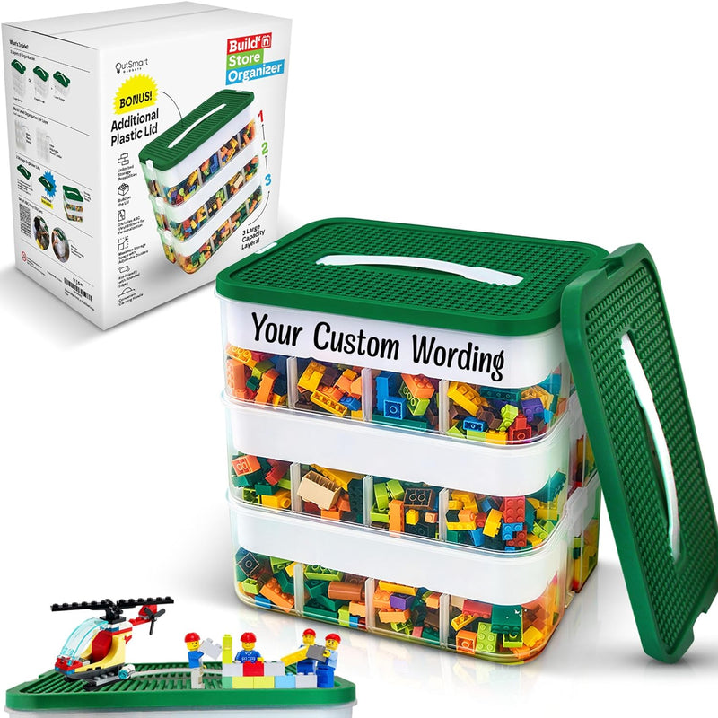 Portable Stackable Organizer Cube With Abc Stickers And 2 Lids, Adjustable Craft