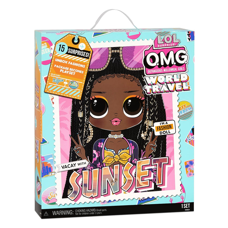 World Travel Sunset Fashion Doll With 15 Surprises Including Outfit, Travel