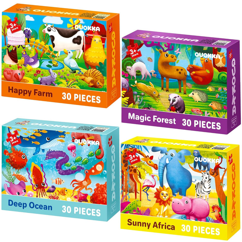 QUOKKA Puzzles for Toddlers 3-5 - 4 x 30 Pieces Puzzles for Kids Ages 2-4 -