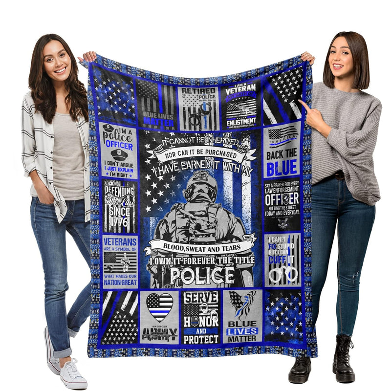 Usa Thin Blue Line Flag Fleece Blanket Throws,Super Soft Cozy Warm Blanket For