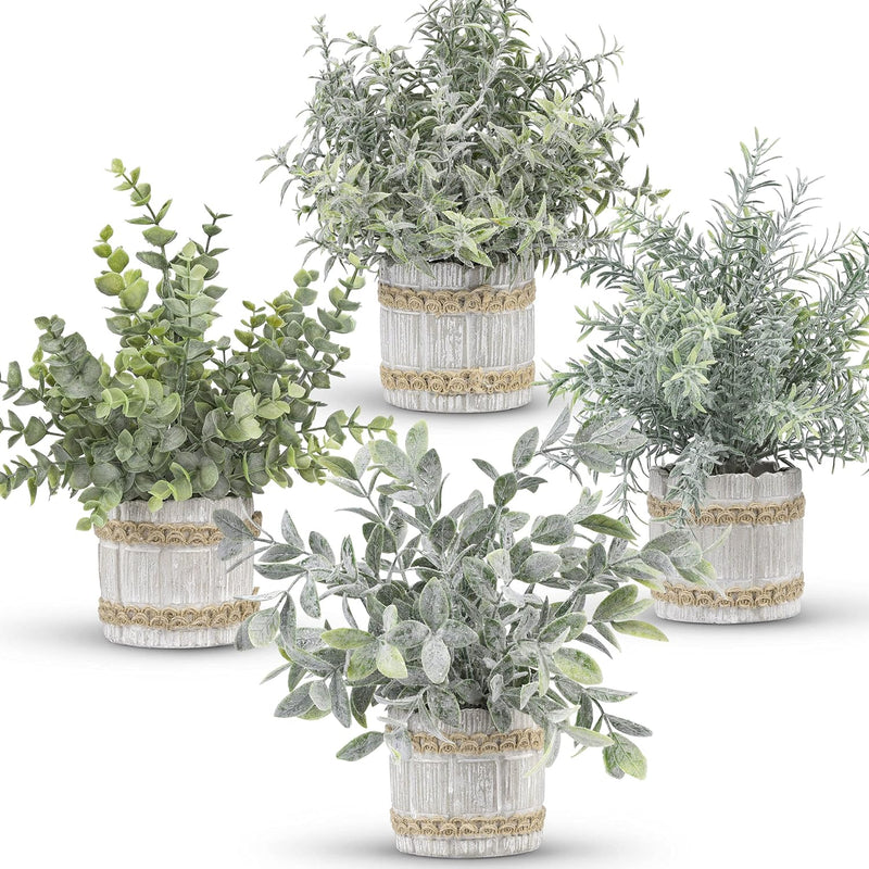 4 Packs Small Fake Plants Indoor Mini Artificial Plants For Home Office Farmho