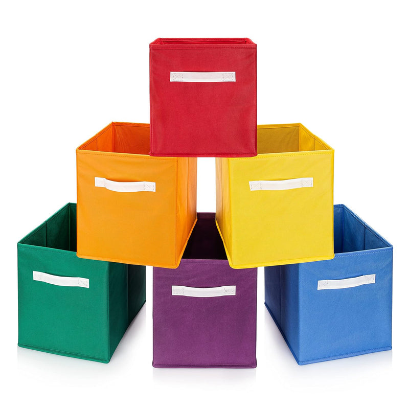 Rainbow Bins For Organization Set Of Six Cube Storage Bins 10.5 X 10.5 Storage B
