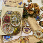 Aesthetic Scrapbook Goldfoiled Round Glass Flower Stickers 50PCS Transparent