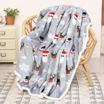 Christmas Sherpa Throw Blanket, Xmas Theme Throws, Plush Fleece Couch Blanket