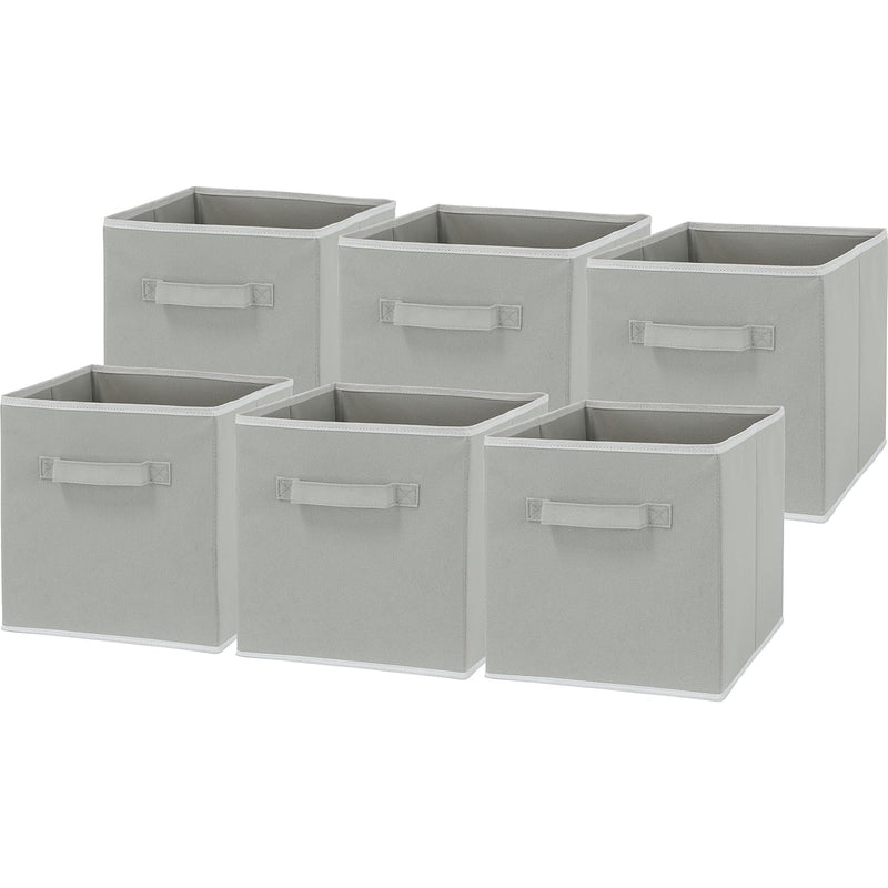 6 Pack - Simplehouseware Foldable Cube Storage Bin, Grey