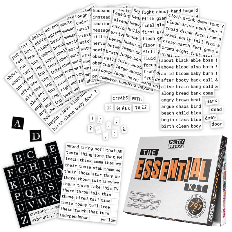 Poetry Tiles Essential Kit 797 Word Magnets For Fridge Poetry And Silly Mag