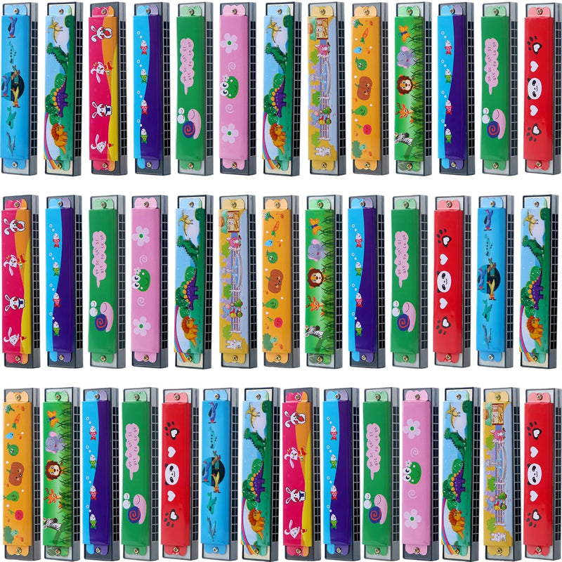 30 Pack Harmonica Toy Cartoon Harmonica With Double Row Of 16 Holes Musical