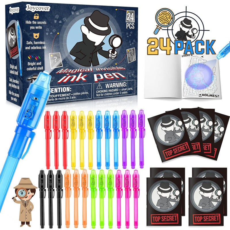 Invisible Ink Pen With Uv Light For Kids, 24 Pack Spy Pen And Notebook, Spy Pa