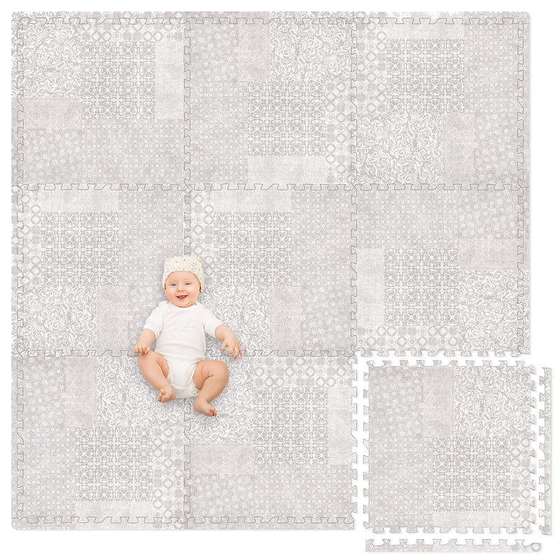 Non Toxic Extra Thick Childrens Foam Play Mats For Floor, 9 Tiles 72 X 72 Inch
