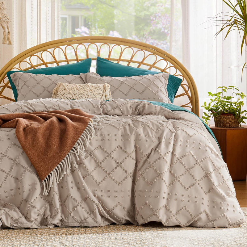 Boho Duvet Cover Queen - Boho Bedding, Tufted Queen Duvet Cover For All Season