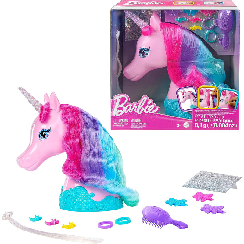 Barbie Doll Toys, Unicorn Styling Head with Colorful Mane of Fantasy Hair,